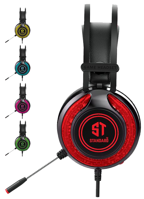 Standard GM-06 Gaming Wired Headset , Led Lights , 7.1 Surround Sound , 2.3m Cable , Black
