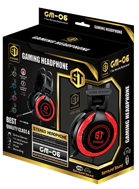 Standard GM-06 Gaming Wired Headset , Led Lights , 7.1 Surround Sound , 2.3m Cable , Black