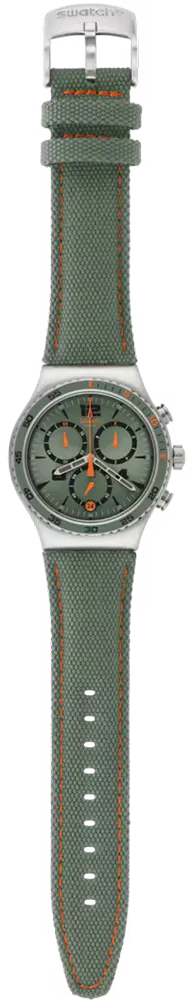 Swatch Men's Watch, Green Dial , Round Hands , Green Fabric Strap, Analog Wrist Watch, Green, YVS402C