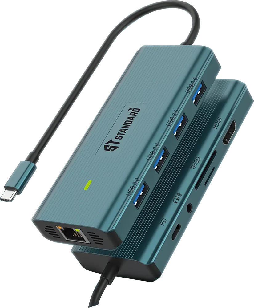 USB-C Multi-Function Dock Station HUB Standard , 10 Outputs, Blue, ST-UC962