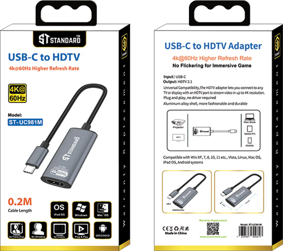 Standard Type-C to HDMI Adapter, Grey, ST-UC981M