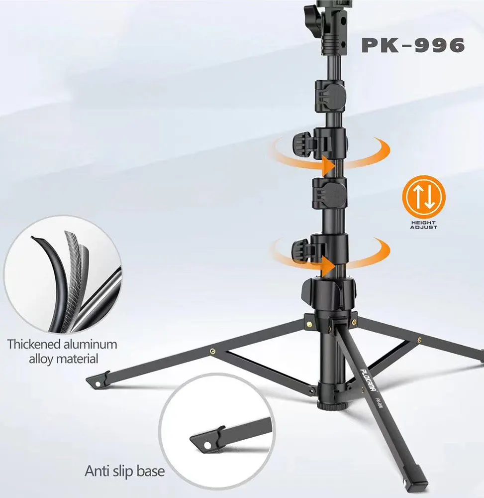 Stand Tripod Plokama With Selfie Stick , 170cm, Bluetooth Remote, Black, PK-996