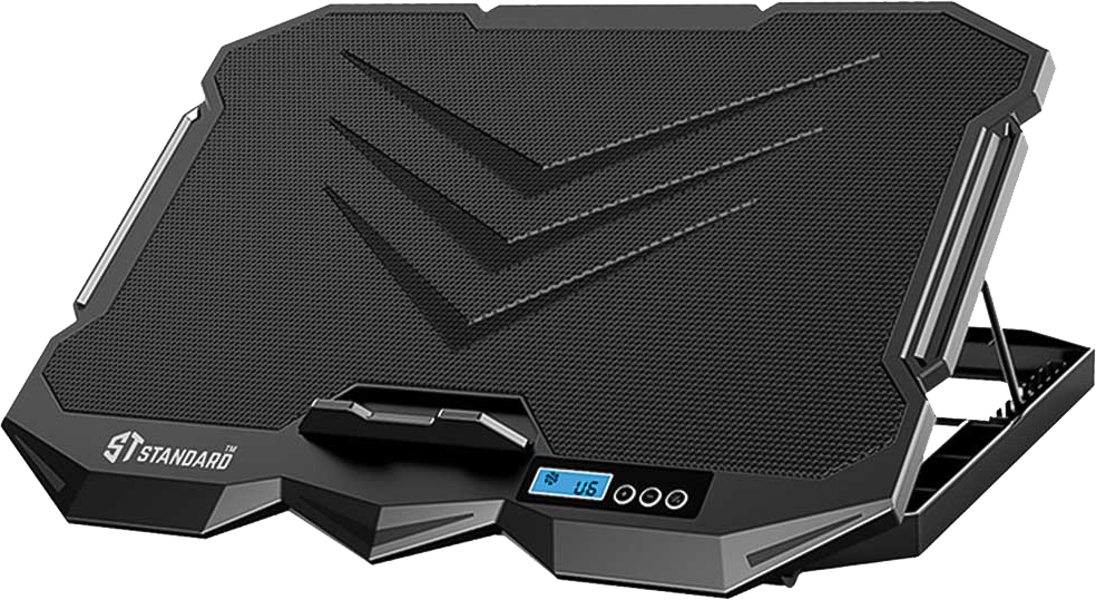 Standard Laptop Cooling Pad, Supports up to 15.6 inches, 4 Fans, LED Lighting, Black, ICE-04 PLUS