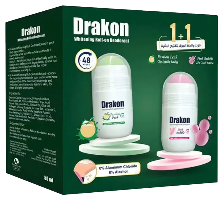 Drakon Whitening Roll On Deodorant Passion Peak And Pink Bubble (1+1), 50 Ml