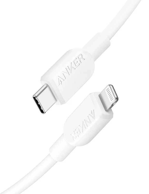 Anker Fast Charging Data Cable 310 , USB-C To Lightning , Cable 3 Ft , White , A81A1P21
