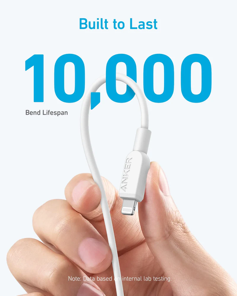 Anker Fast Charging Data Cable 310 , USB-C To Lightning , Cable 3 Ft , White , A81A1P21