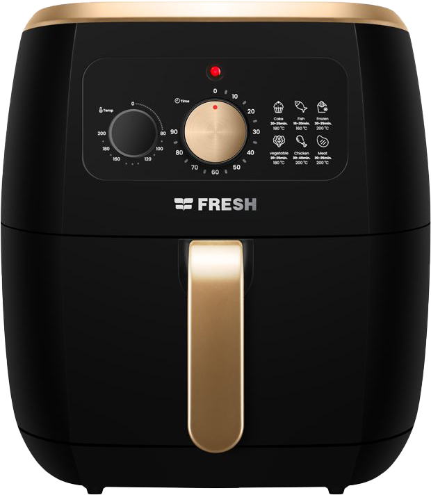 Fresh Air Fryer, 1800 Watt, 7 Liter, Heat Distribution Fan, 6 Cooking Programs, Black*Gold, FAF-M1800