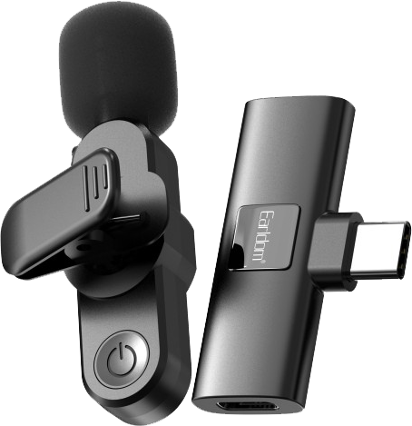 Earldom Wireless Microphone, Noise Cancelling, Type-C Connector, Black, ET-MC7C
