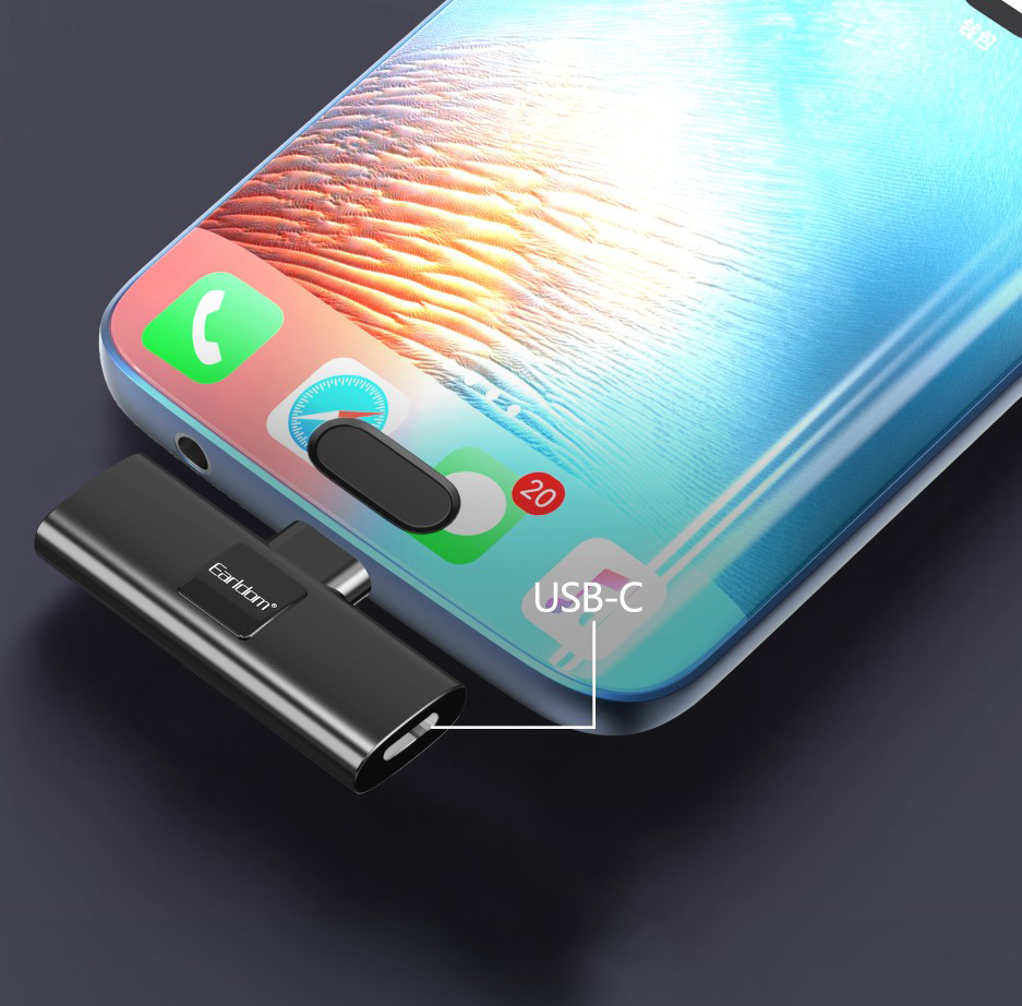 Earldom Wireless Microphone, Noise Cancelling, Type-C Connector, Black, ET-MC7C