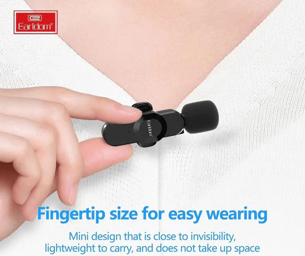 Earldom Wireless Microphone, Noise Cancelling, Type-C Connector, Black, ET-MC7C