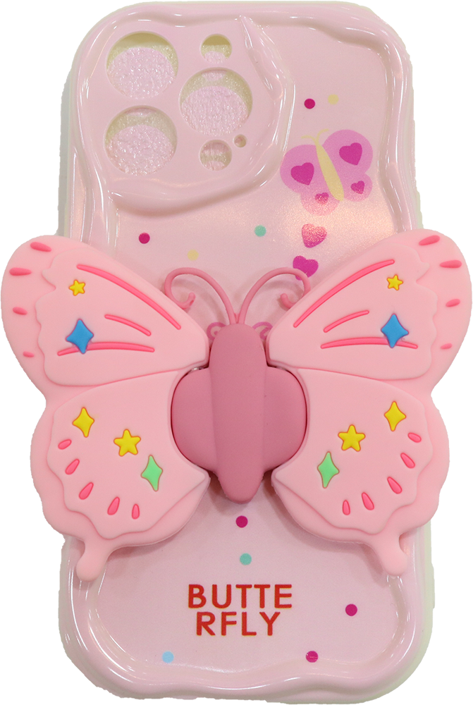 جراب ظهر فراشة ، لهاتف اايفون 14 برو ماكس ، بينك