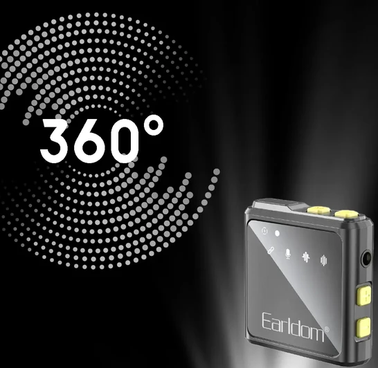 Earldom Wireless Microphone, Dual , Noise Cancelling, Type-c Connector, Black, ET-MC10C