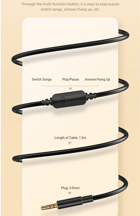 Awei Head Mount Wired Headphone, 3.5mm Connector, Stereo Sound, Built-in Microphone, Black, GM-6