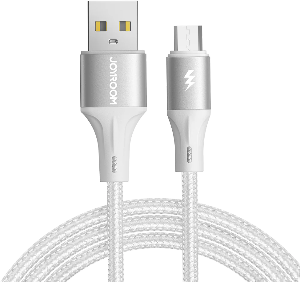 كابل شحن سريع ونقل بيانات جوي روم ، شحن سريع ، 3 أمبير ، من usb-a الى micro ، أبيض ، A25