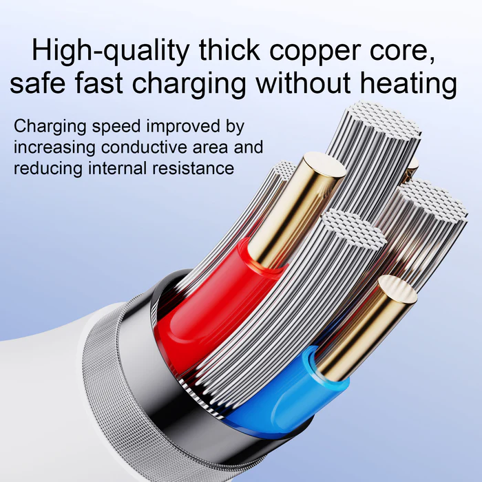 كابل شحن سريع ونقل بيانات جوي روم ، شحن سريع ، 3 أمبير ، من usb-a الى micro ، أبيض ، A25