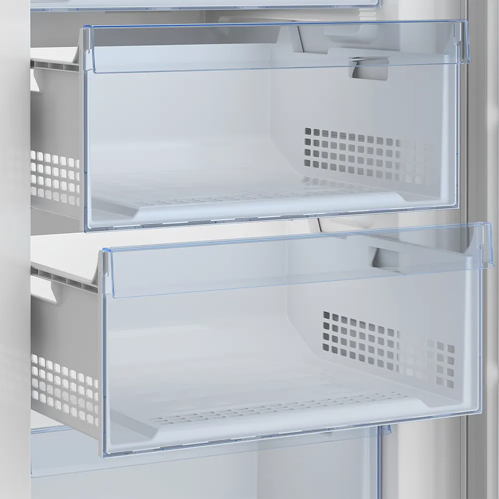 Beko No Frost 8 Drawer Upright Freezer, Digital Touch Screen, Inverter, Stainless Steel, Silver, RFNE448E35XB