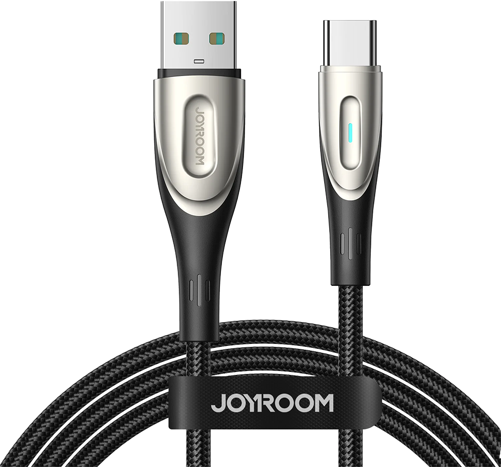 كابل شحن سريع ونقل بيانات جوي روم ، سلسلة ستار لايت ، شحن سريع ، 3 أمبير ، من usb-a الى type-c، أسود ، SA27-AC3