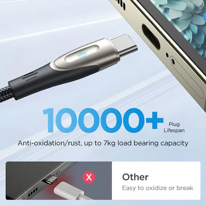 كابل شحن سريع ونقل بيانات جوي روم ، سلسلة ستار لايت ، شحن سريع ، 3 أمبير ، من usb-a الى type-c، أسود ، SA27-AC3