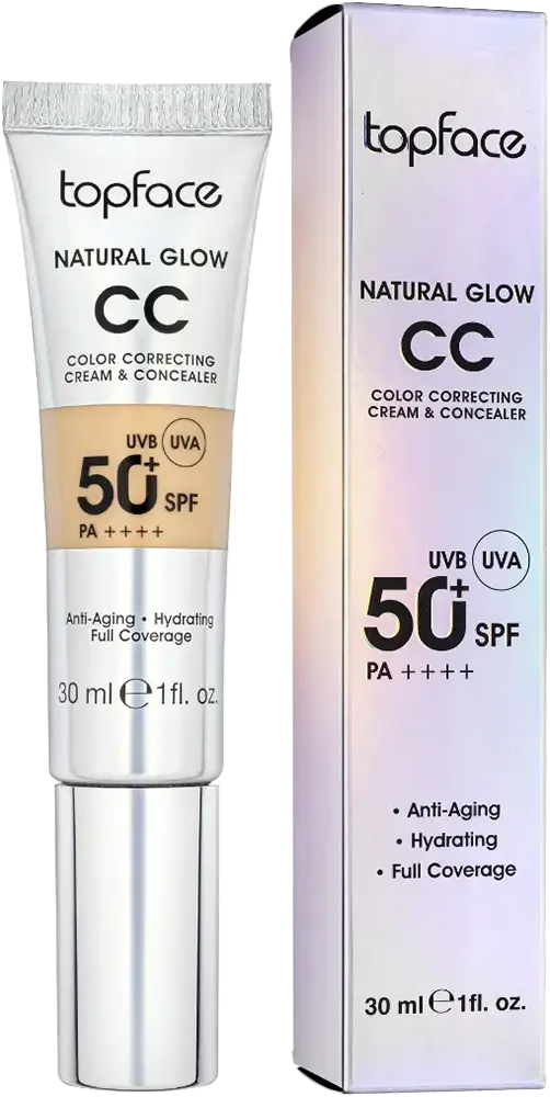 Topface Natural Glow CC Color Correcting Cream & Concealer 50+ SPF, 005