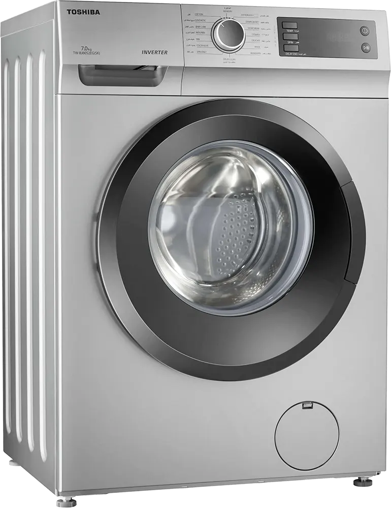 غسالة ملابس فول اوتوماتيك توشيبا تحميل أمامي، 8 كيلو، 1200 لفة، شاشة ليد، إنفرتر، فضى، TW-BJ90S2EG (SK)