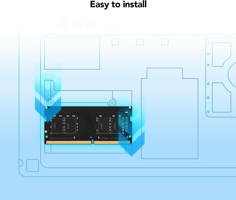 Lexar DDR4 Laptop RAM, 260 PIN, 16GB, SODIMM, 3200MHZ, Black, LD4AS016G-B3200GSST