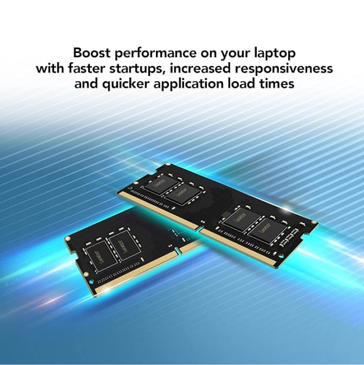 Lexar DDR4 Laptop RAM, 260 PIN, 16GB, SODIMM, 3200MHZ, Black, LD4AS016G-B3200GSST