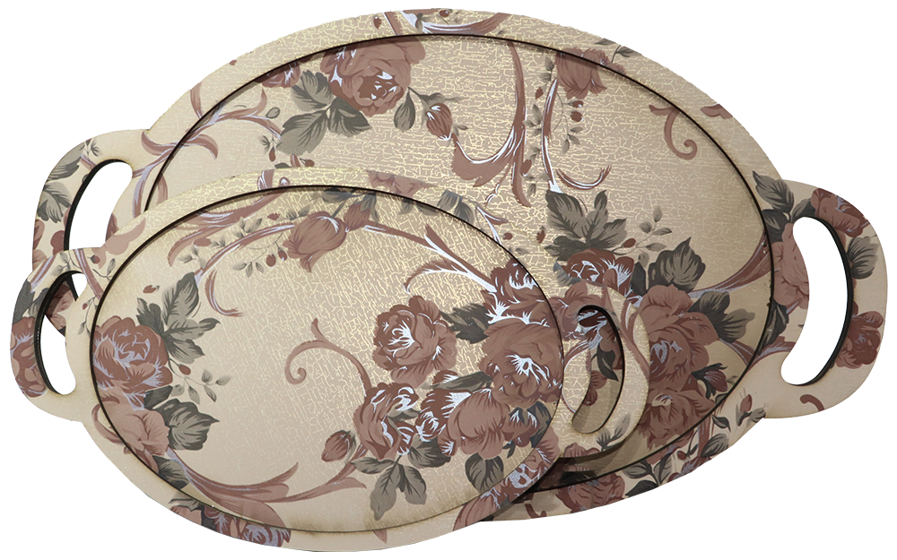 Oval Wooden Serving Trays, Large - Small Size, Decorative Shapes, Model 7