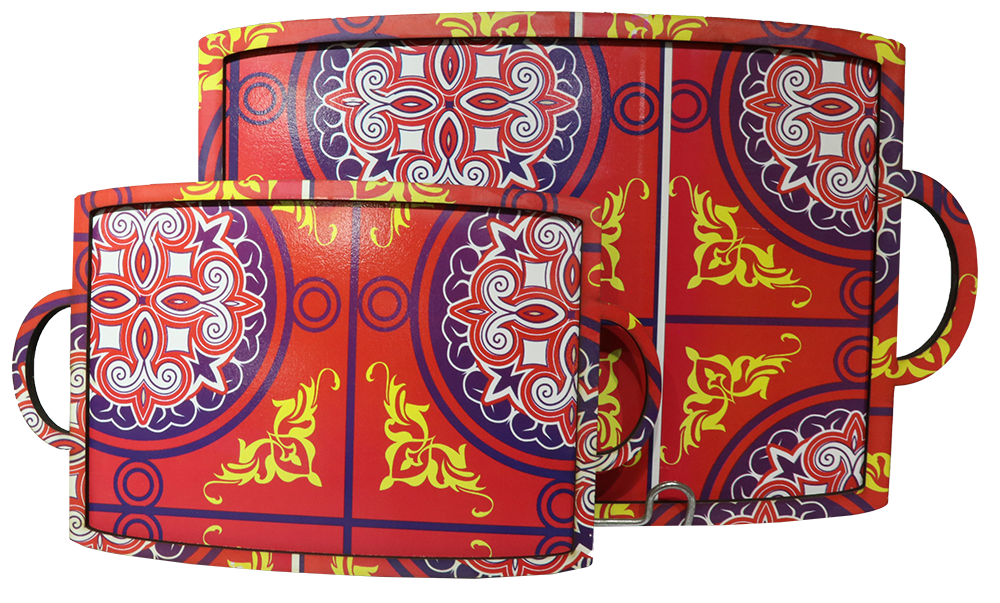 Ramadan Tent Shape Rectangular Tray Set , 2 Pieces , Large - Small , Model 20