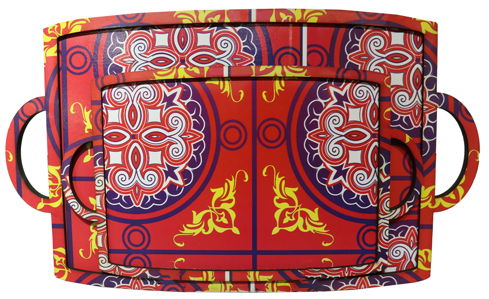 Ramadan Tent Shape Rectangular Tray Set , 2 Pieces , Large - Small , Model 20