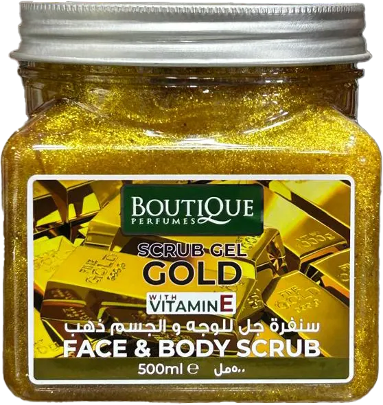 Boutique Face & Body Scrub Gel Gold With Vitamin E, 500ML
