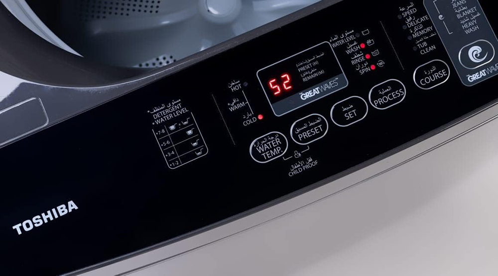 Toshiba Top Loading Automatic Washing Machine, 8 kg, Digital Display, Soft Close Door, Silver, AW-J800AUPEG (SK) (Miraco Warranty)