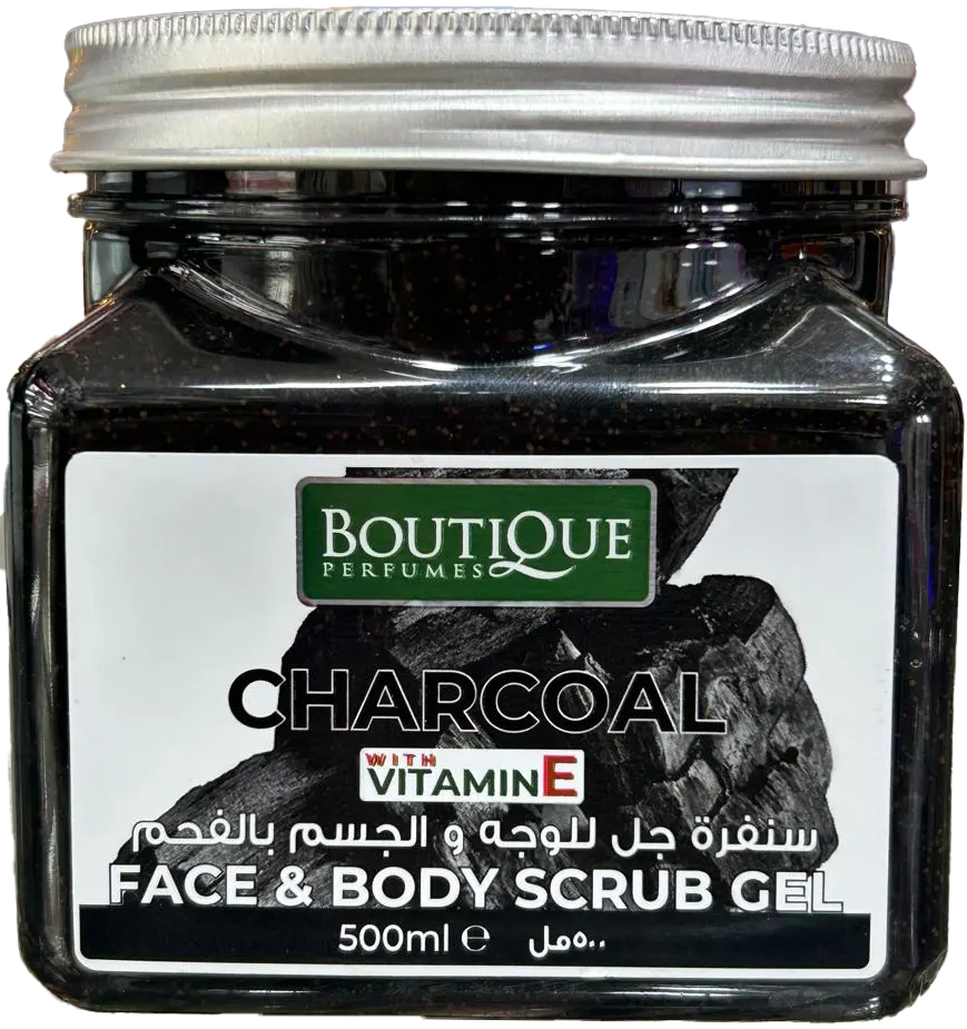 Boutique Face & Body Scrub With Charcoal & Vitamin E, 500ML