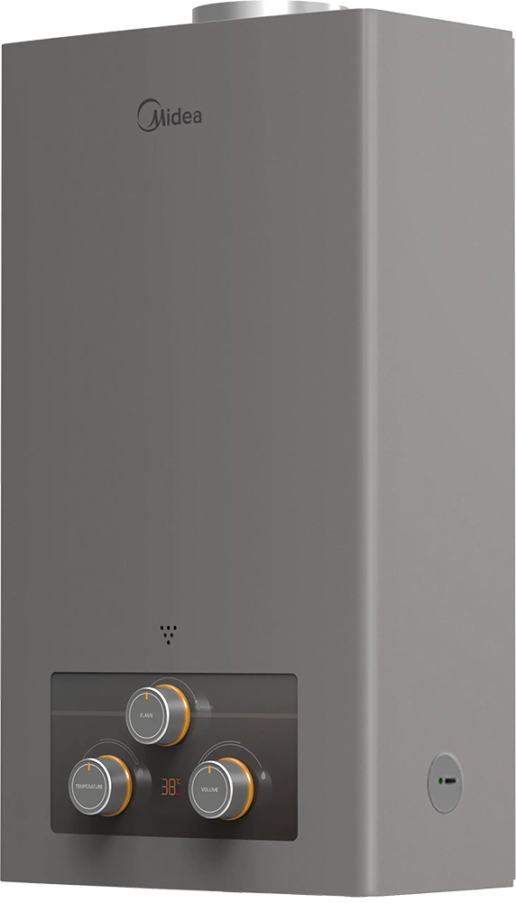 Midea Gas Water Heater, 10 Liters, Natural Gas, Chimney, Digital Display, Grey, MGWH10-20MDNEG(S) (Miraco Warranty)