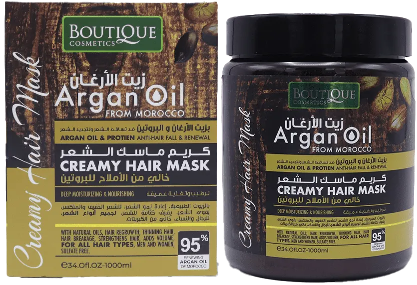 Boutique Creamy Hair Mask with Argan Oil and Protein for Anti-Hair Loss and Hair Renewal, 1000ML