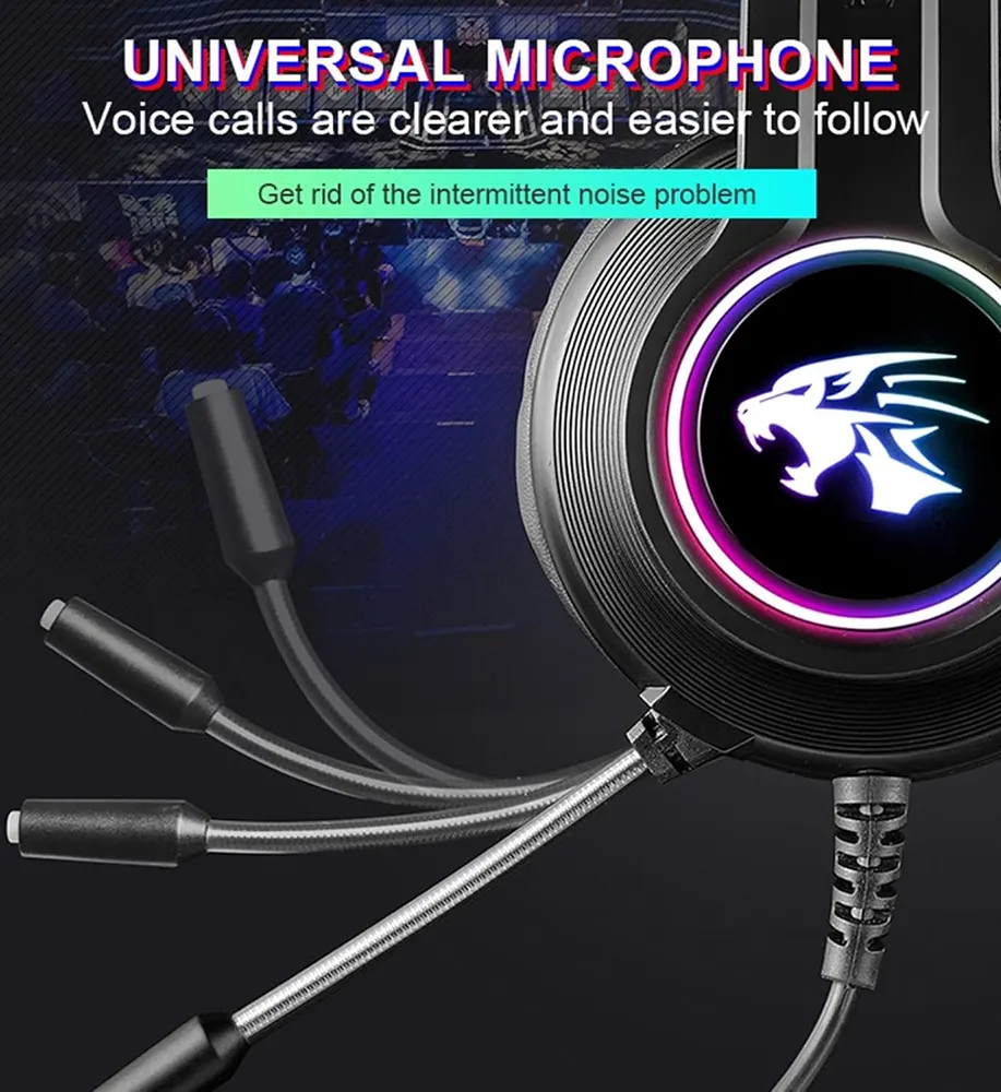 Forev Wired Gaming Headset ,Microphone , RGB Color , Black, FV-S3