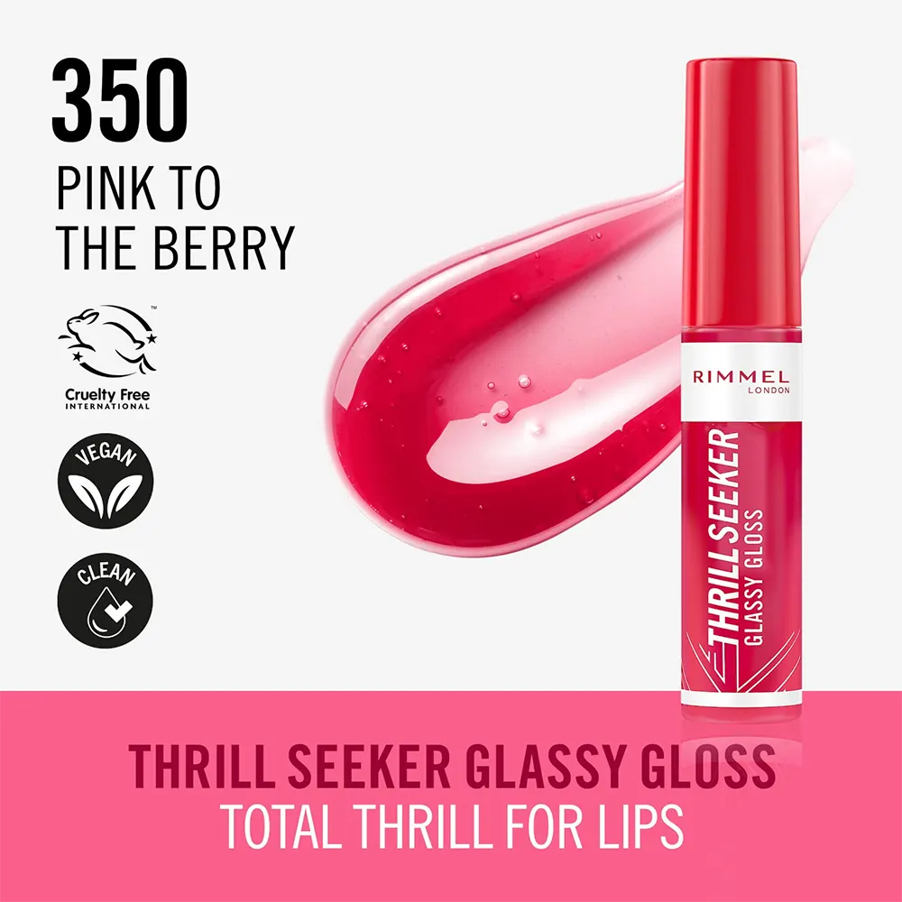Rimmel Thrill Seeker Glassy Lip Gloss, 350 Pink To The Berry