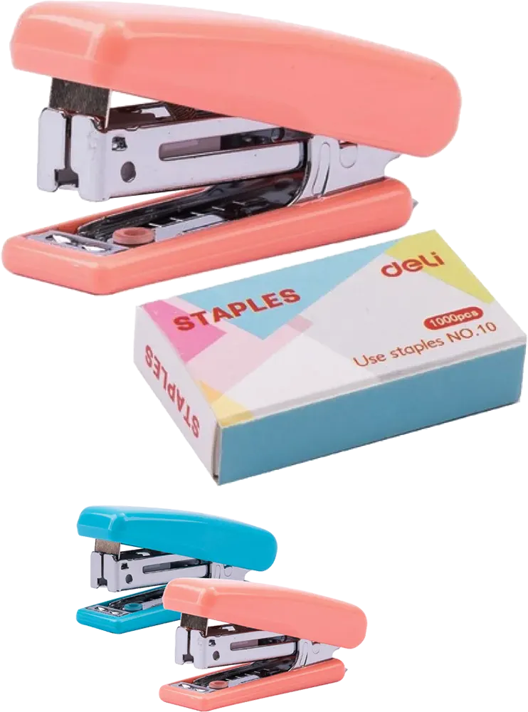 Deli Mini Stapler No. 10 Staple Box, Assorted Colors, Model 0254