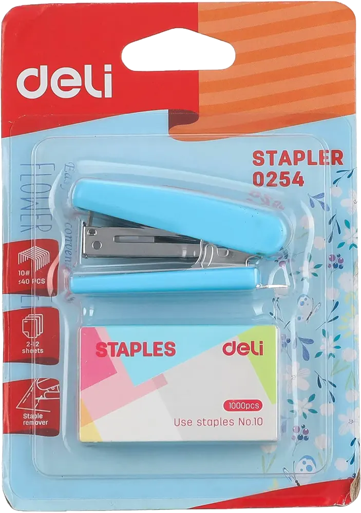 Deli Mini Stapler No. 10 Staple Box, Assorted Colors, Model 0254