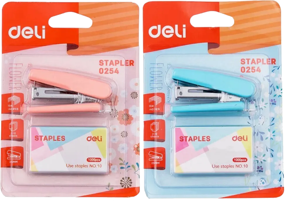 Deli Mini Stapler No. 10 Staple Box, Assorted Colors, Model 0254