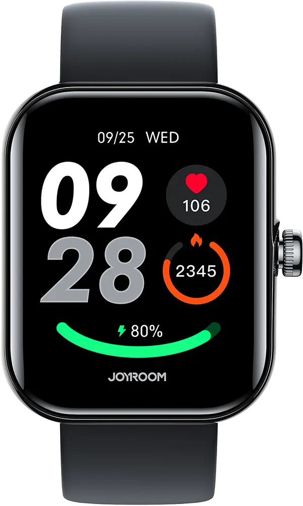 ساعة جويروم الذكية فيت لايف JR-FT5 بلس، شاشة TFT عالية الدقة مقاس 1.96 بوصة، بلوتوث 5.4، مقاومة للماء، بطارية 300 مللي أمبير، أسود جرافيت،