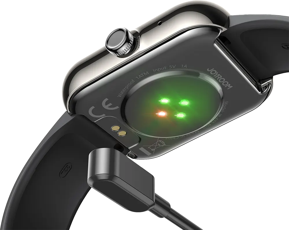 ساعة جويروم الذكية فيت لايف JR-FT5 بلس، شاشة TFT عالية الدقة مقاس 1.96 بوصة، بلوتوث 5.4، مقاومة للماء، بطارية 300 مللي أمبير، أسود جرافيت،