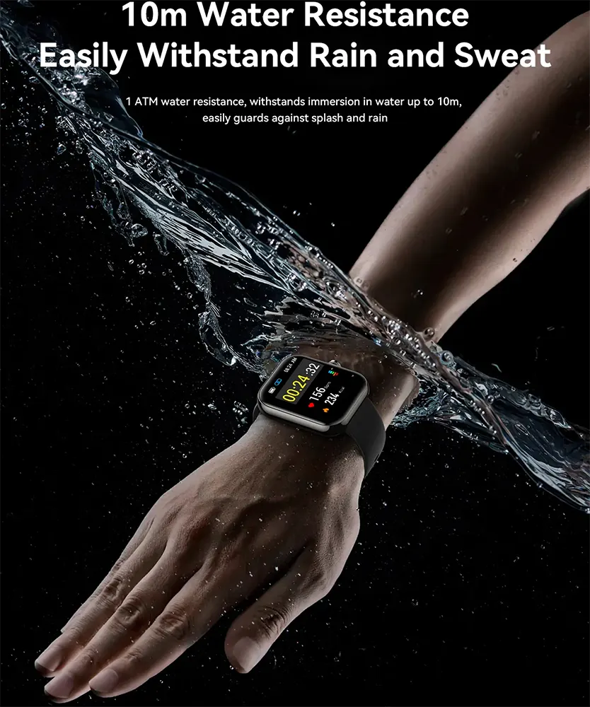 ساعة جويروم الذكية فيت لايف JR-FT5 بلس، شاشة TFT عالية الدقة مقاس 1.96 بوصة، بلوتوث 5.4، مقاومة للماء، بطارية 300 مللي أمبير، أسود جرافيت،