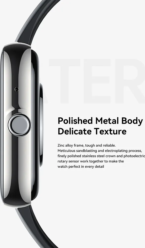 ساعة جويروم الذكية فيت لايف JR-FT5 بلس، شاشة TFT عالية الدقة مقاس 1.96 بوصة، بلوتوث 5.4، مقاومة للماء، بطارية 300 مللي أمبير، أسود جرافيت،