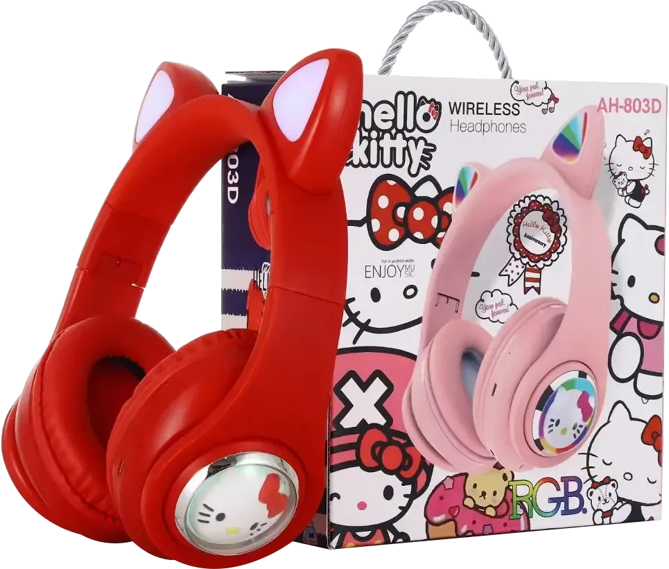 Wireless Rechargeable Headphone Hello Kitty, Bluetooth 5.3, Multi-Color, Model AH-803D