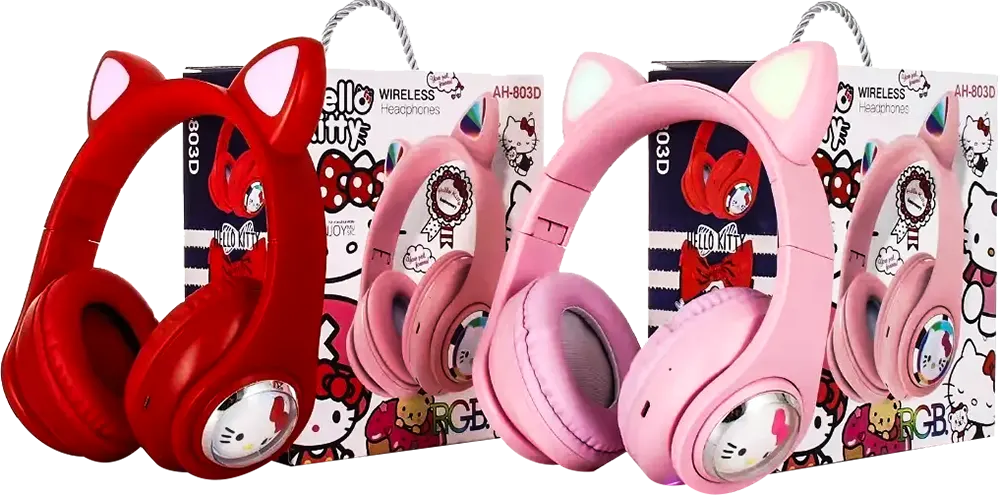 Wireless Rechargeable Headphone Hello Kitty, Bluetooth 5.3, Multi-Color, Model AH-803D