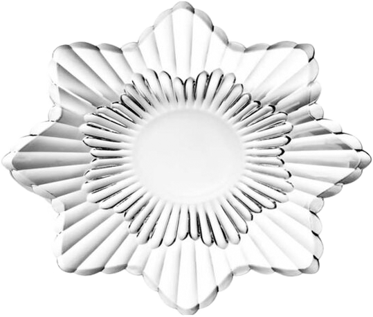 BlinkMax Modern flower-shaped glass plate, medium size, without base - transparent