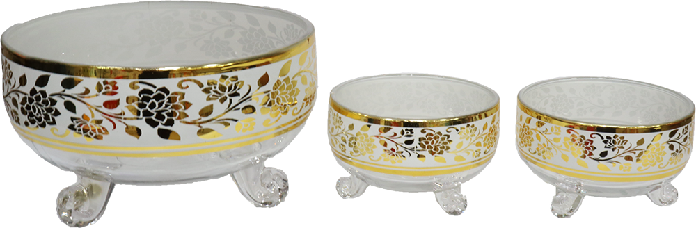 طقم خشاف الخواجة ، 7 قطع ، دائري ، زجاجي ، مزخرف ذهبي