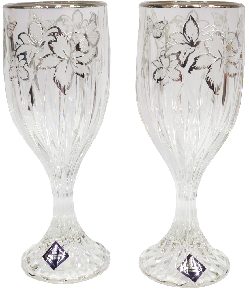 طقم كاسات اليكس فراشة من الخواجة ، 6 قطع  ، زجاج شفاف