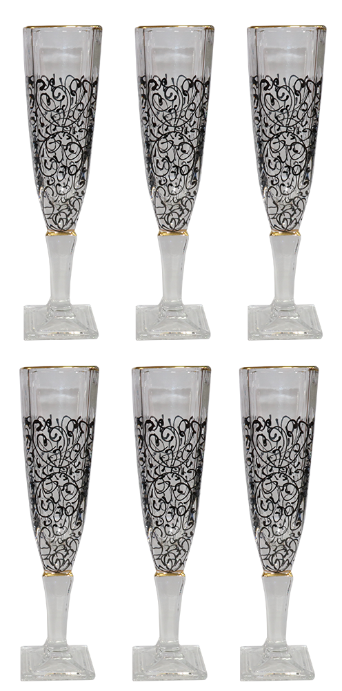 el Khawaja Arizo Eashwaiy Glasses Set , Consist of 6 pieces, Decorated Glass