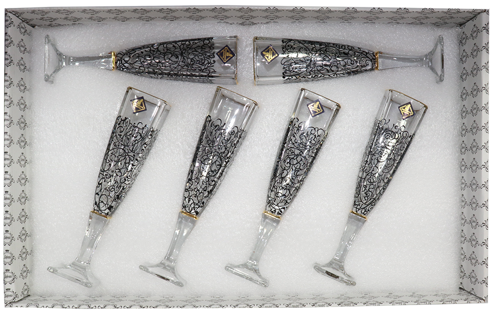 el Khawaja Arizo Eashwaiy Glasses Set , Consist of 6 pieces, Decorated Glass